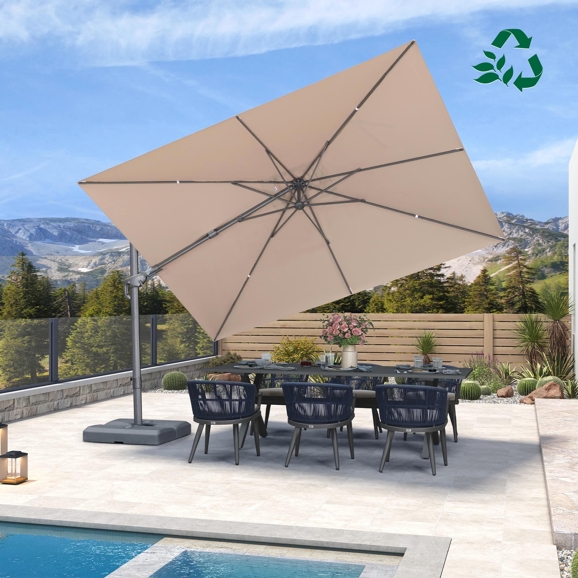 PURPLE LEAF UV Resistant Left-right Tilting Patio Umbrella Swivel Outdoor Umbrella - Image 174