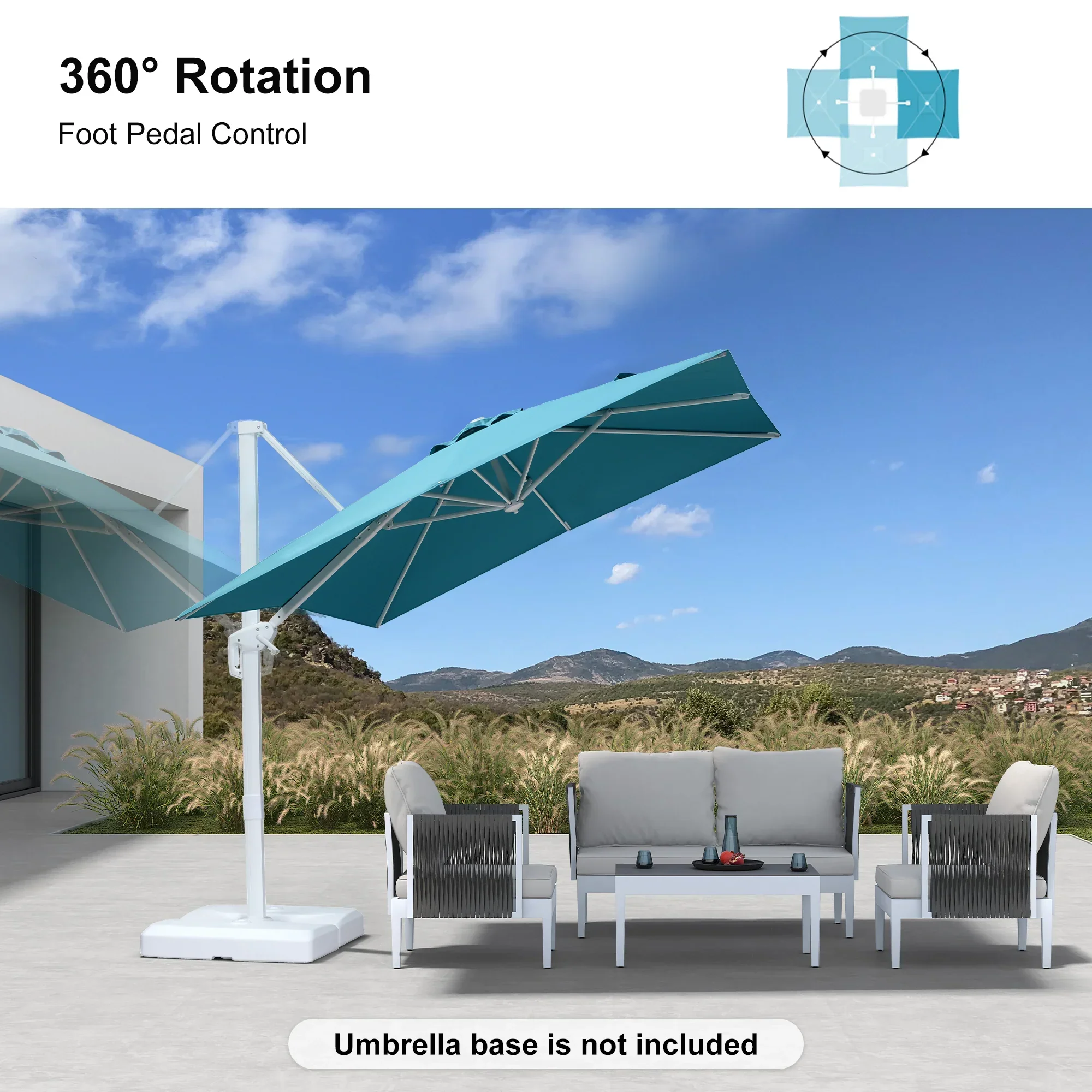 PURPLE LEAF Outdoor Patio Umbrella with Base, Best White Cantilever Umbrellas - Image 104