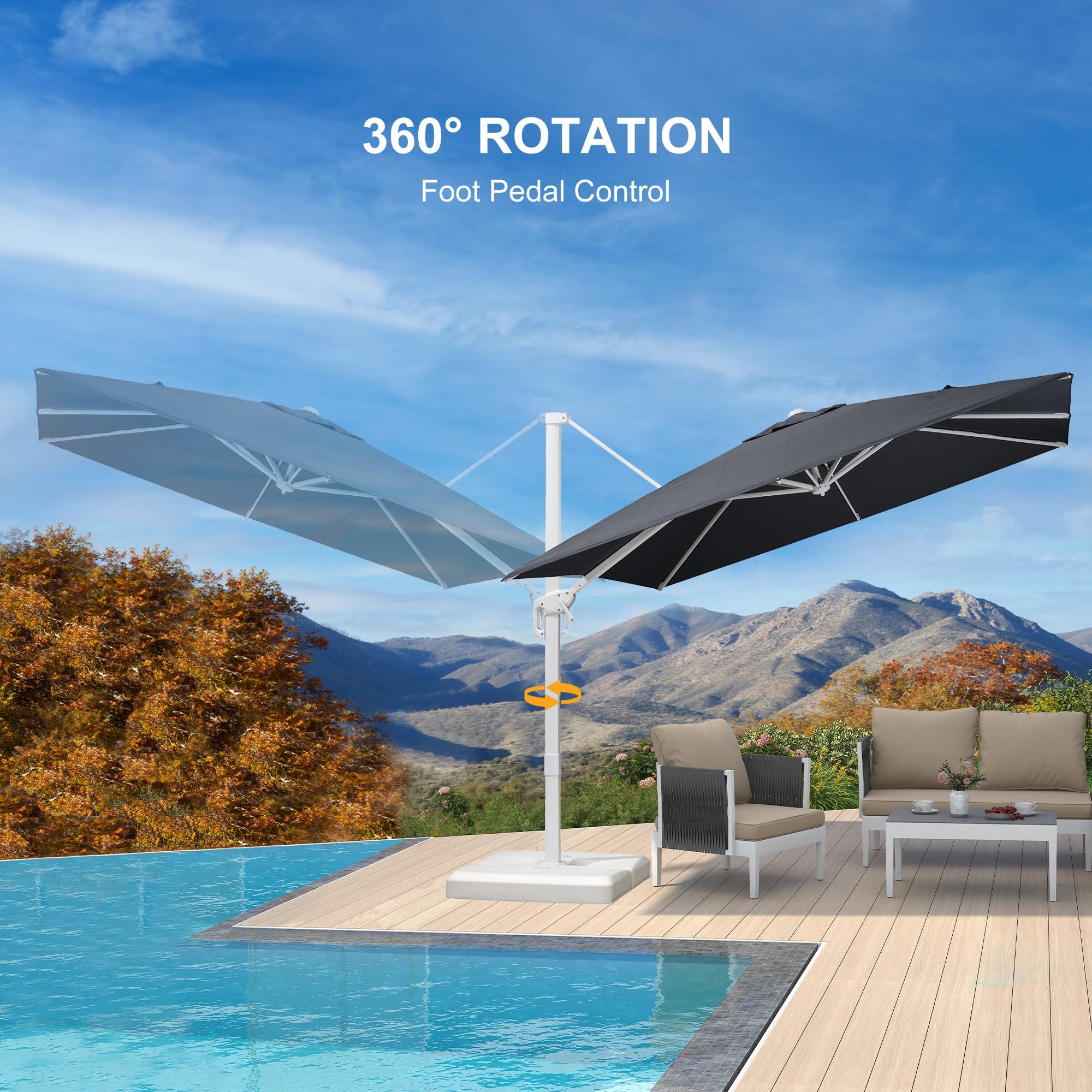 PURPLE LEAF Outdoor Patio Umbrella with Base, Best White Cantilever Umbrellas - Image 108
