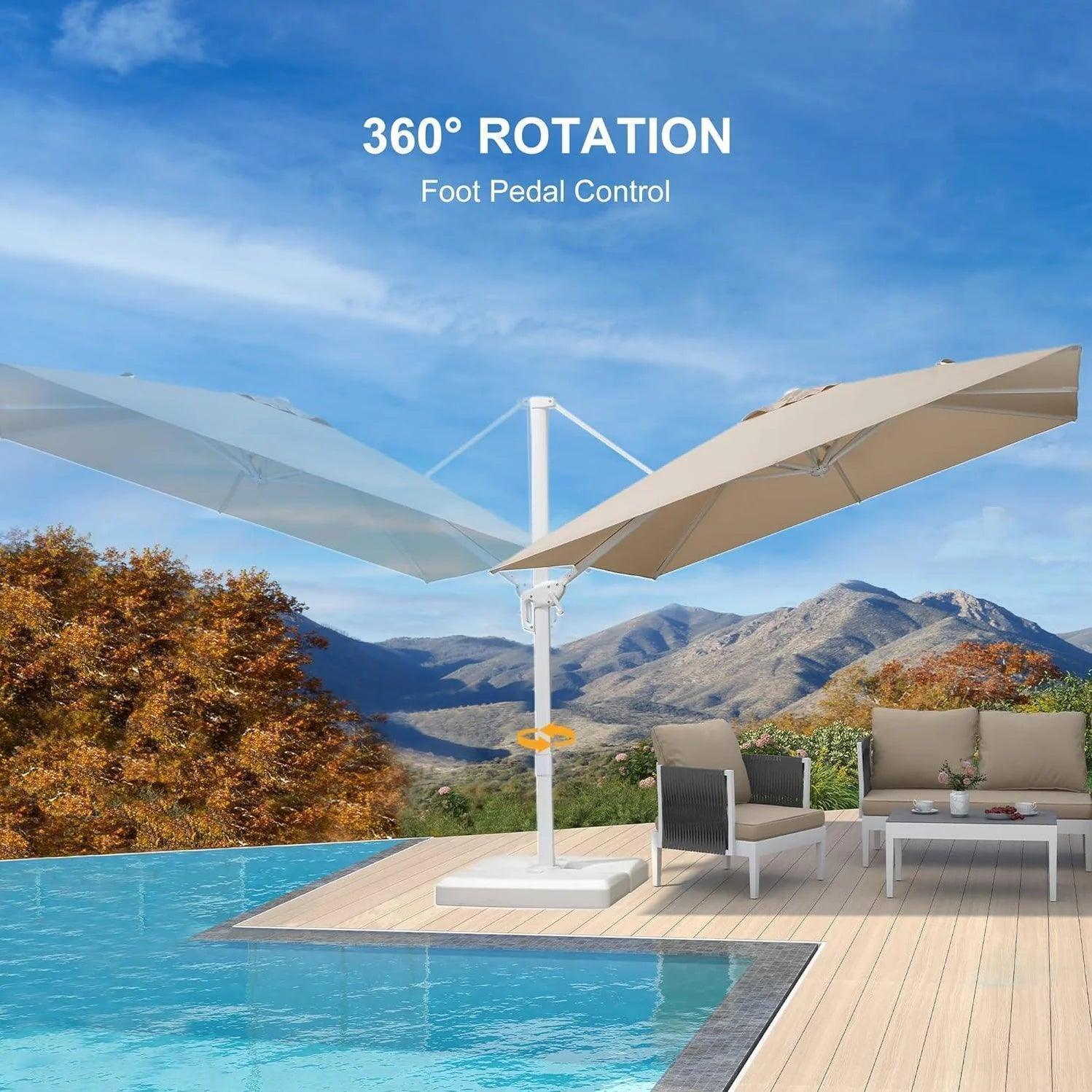 PURPLE LEAF Outdoor Patio Umbrella with Base, Best White Cantilever Umbrellas - Image 11