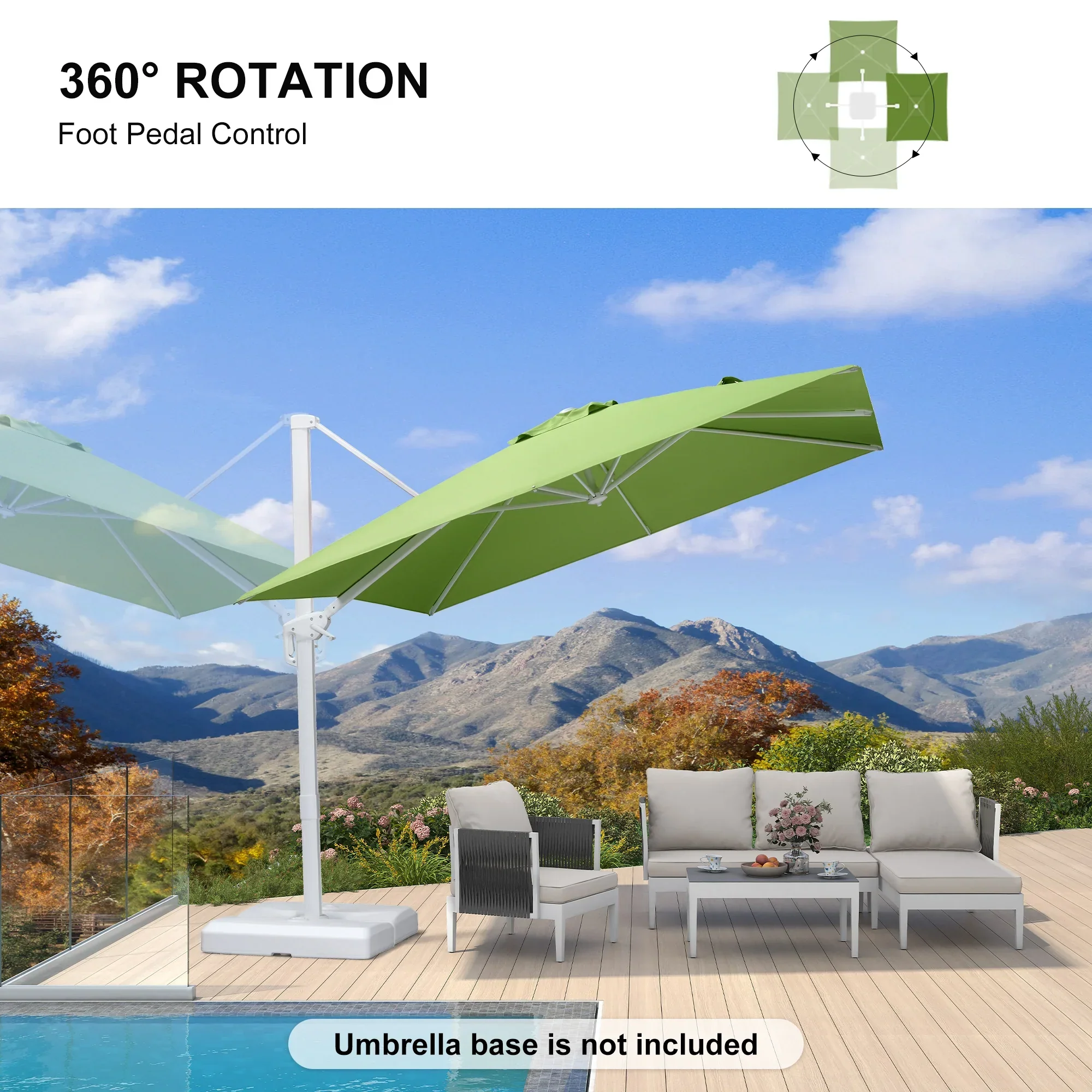 PURPLE LEAF Outdoor Patio Umbrella with Base, Best White Cantilever Umbrellas - Image 114