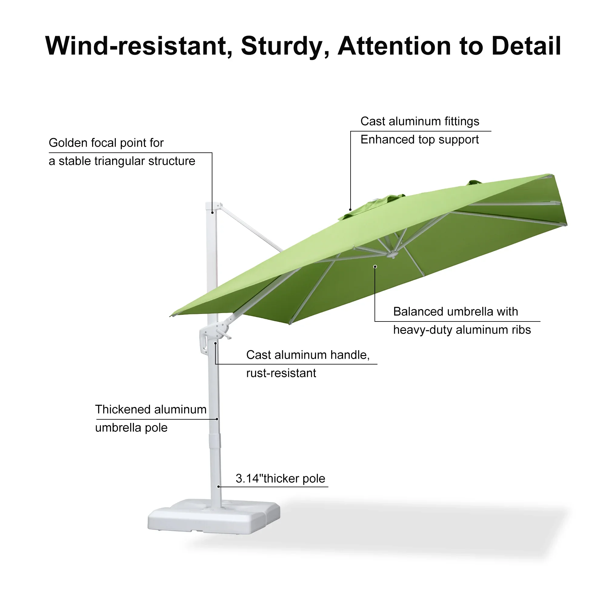 PURPLE LEAF Outdoor Patio Umbrella with Base, Best White Cantilever Umbrellas - Image 115