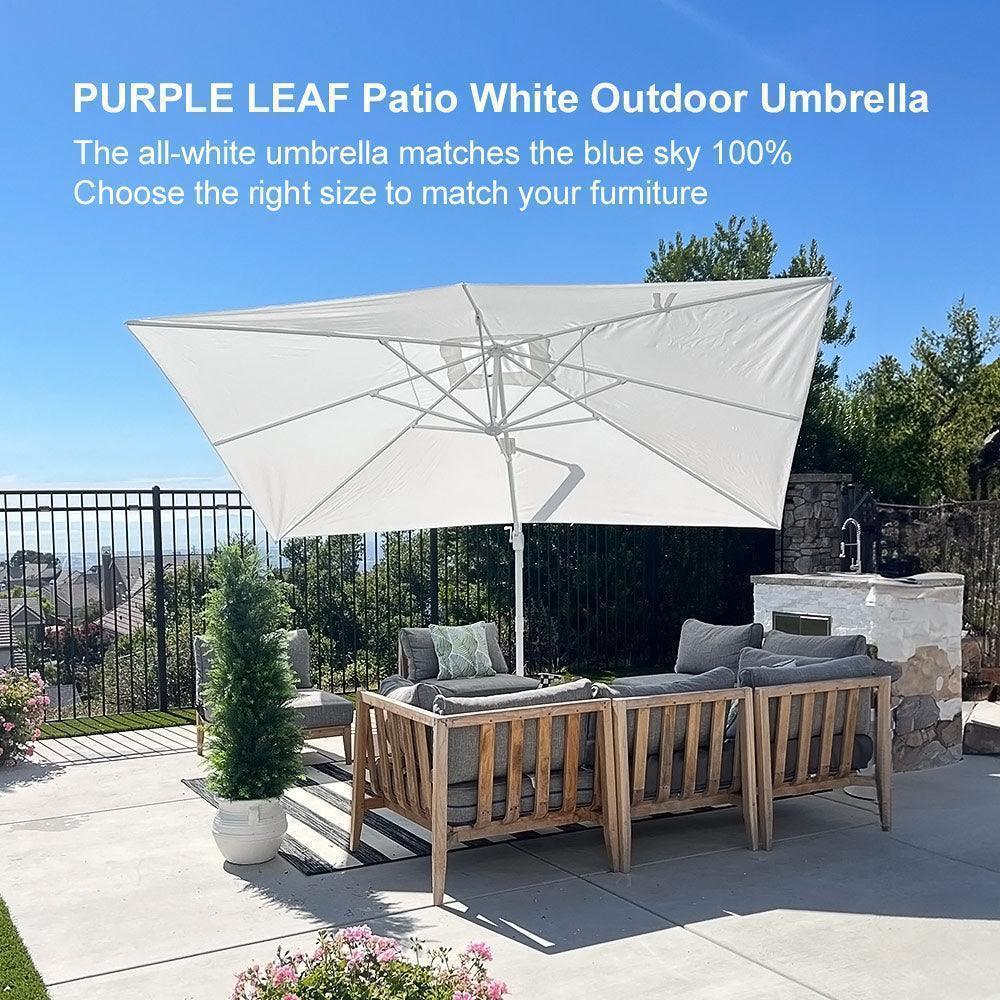 PURPLE LEAF Outdoor Patio Umbrella with Base, Best White Cantilever Umbrellas - Image 12