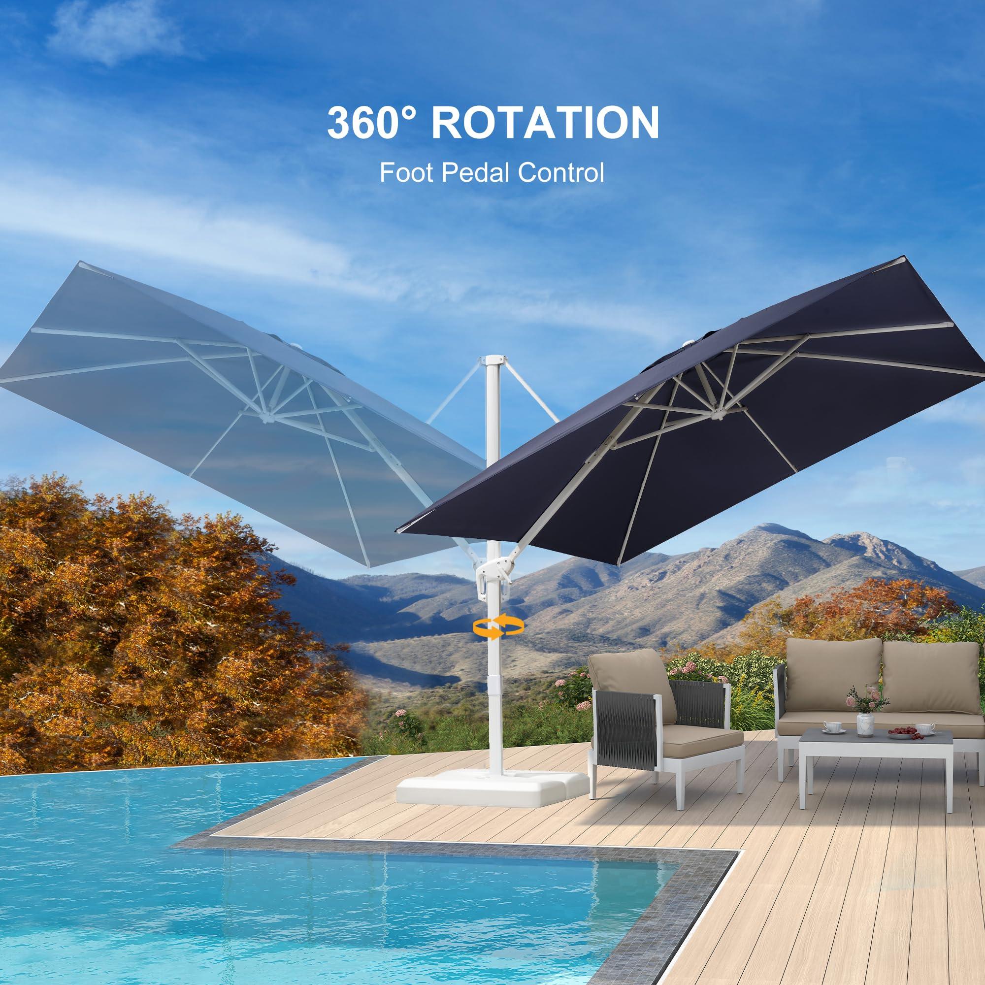 PURPLE LEAF Outdoor Patio Umbrella with Base, Best White Cantilever Umbrellas - Image 127