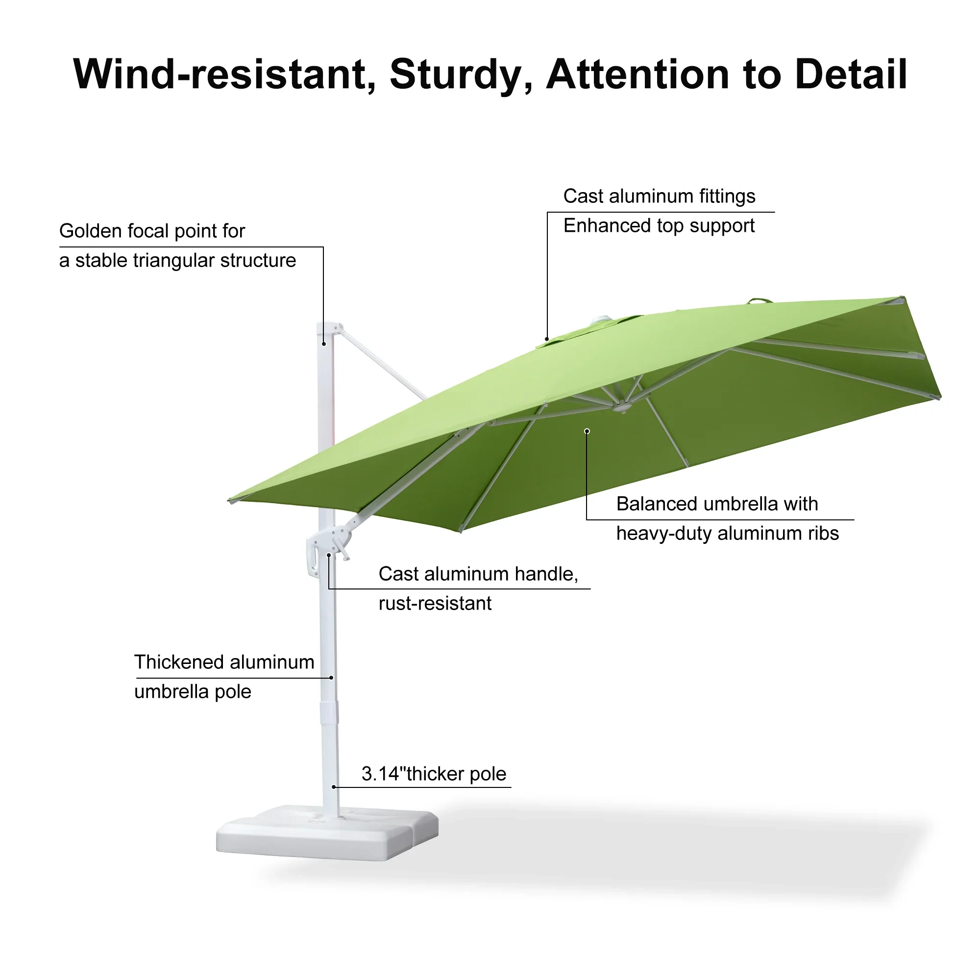 PURPLE LEAF Outdoor Patio Umbrella with Base, Best White Cantilever Umbrellas - Image 129