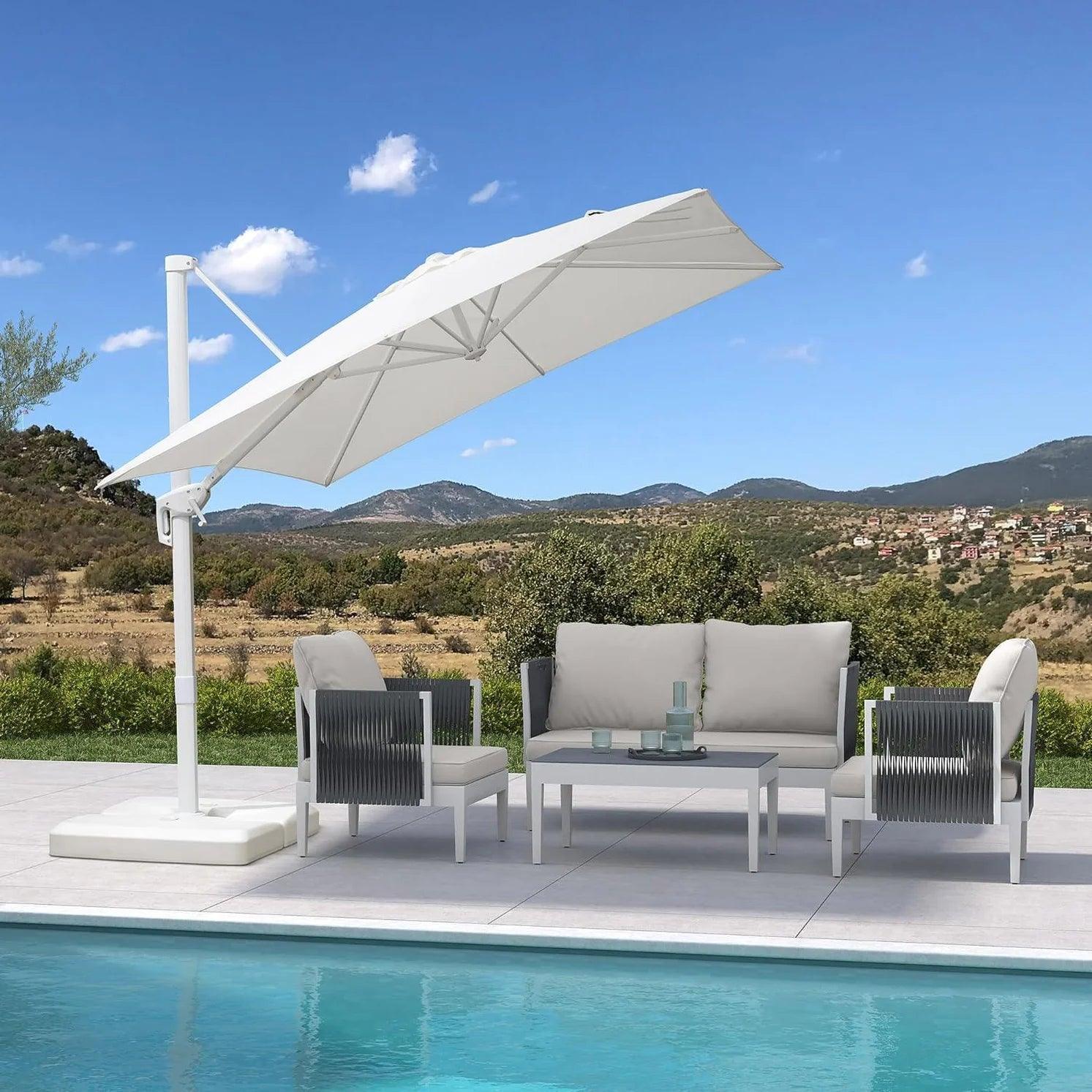 PURPLE LEAF Outdoor Patio Umbrella with Base, Best White Cantilever Umbrellas - Image 13
