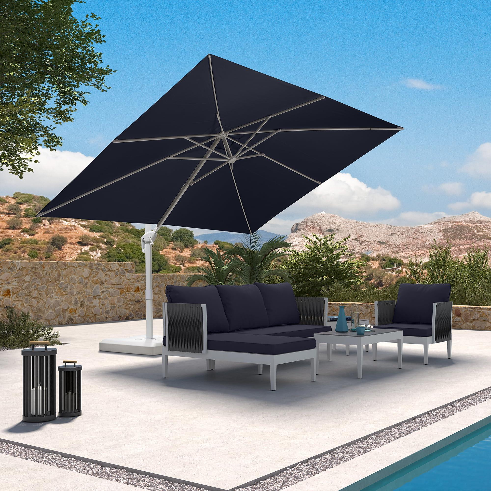 PURPLE LEAF Outdoor Patio Umbrella with Base, Best White Cantilever Umbrellas - Image 145