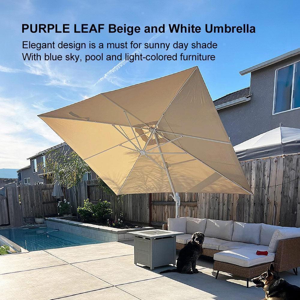 PURPLE LEAF Outdoor Patio Umbrella with Base, Best White Cantilever Umbrellas - Image 15