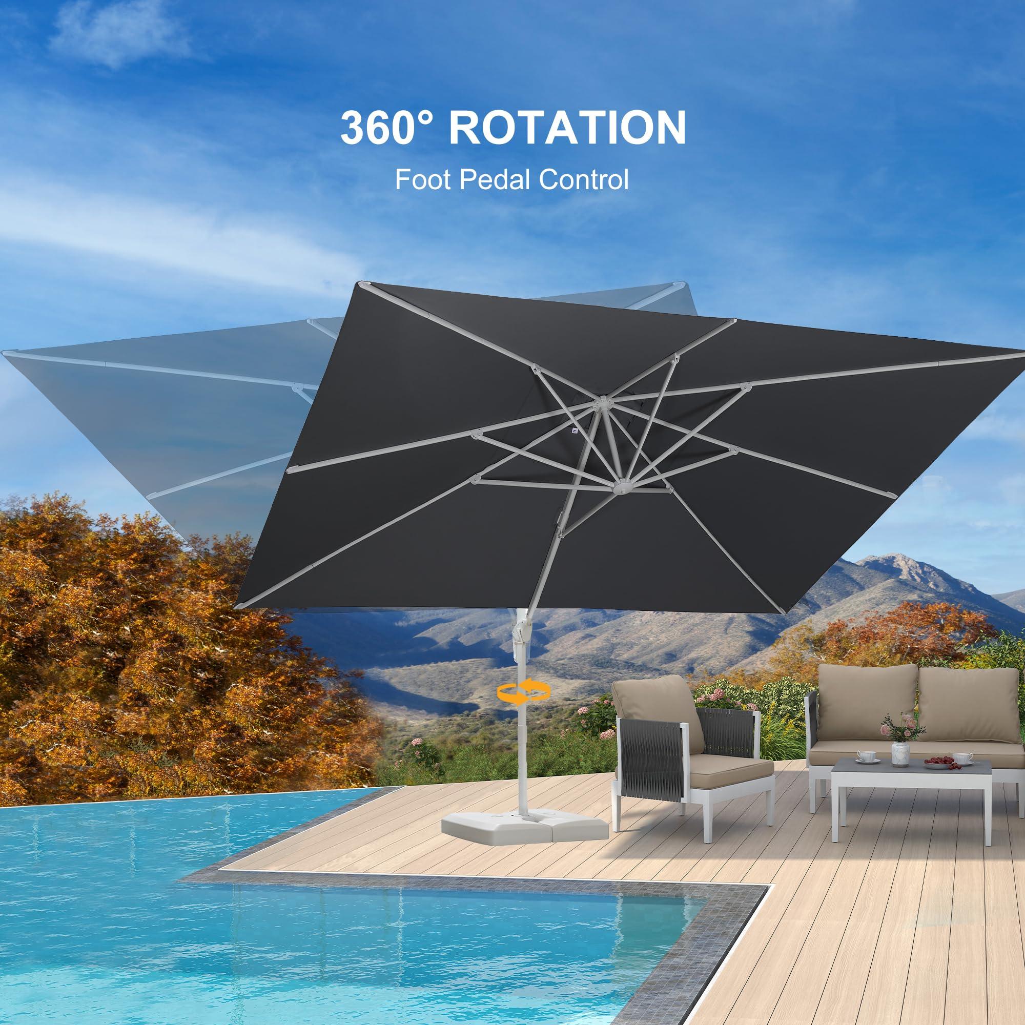 PURPLE LEAF Outdoor Patio Umbrella with Base, Best White Cantilever Umbrellas - Image 155