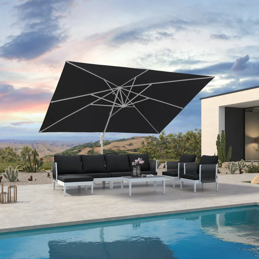 PURPLE LEAF Outdoor Patio Umbrella with Base, Best White Cantilever Umbrellas - Image 159