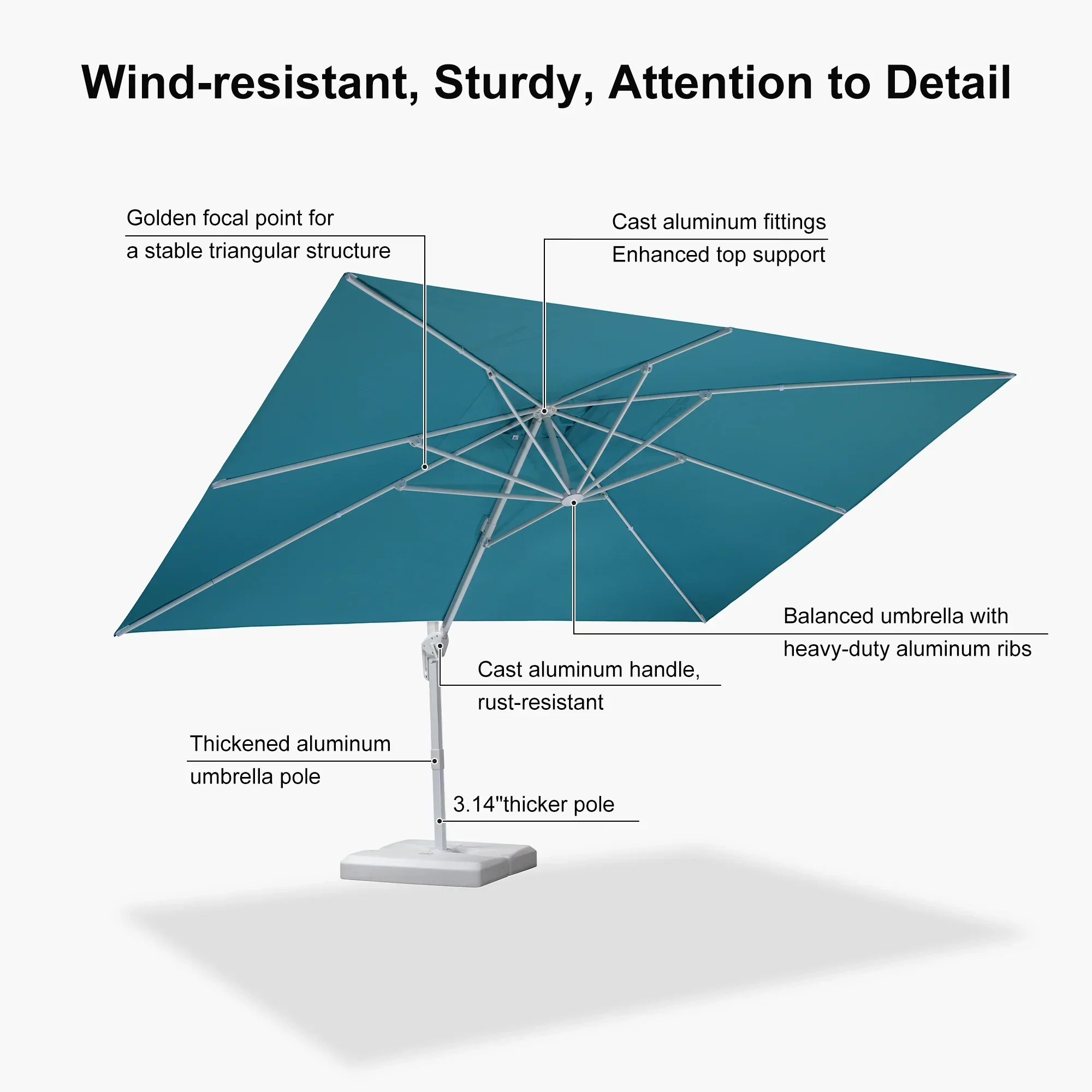 PURPLE LEAF Outdoor Patio Umbrella with Base, Best White Cantilever Umbrellas - Image 167
