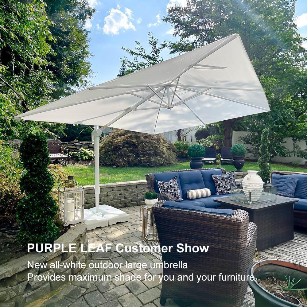 PURPLE LEAF Outdoor Patio Umbrella with Base, Best White Cantilever Umbrellas - Image 17