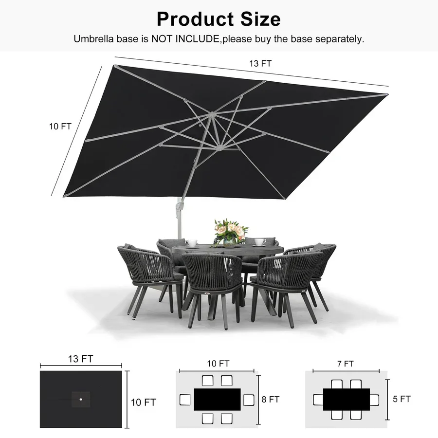 PURPLE LEAF Outdoor Patio Umbrella with Base, Best White Cantilever Umbrellas - Image 173