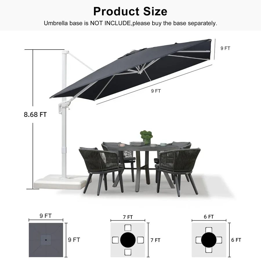 PURPLE LEAF Outdoor Patio Umbrella with Base, Best White Cantilever Umbrellas - Image 180