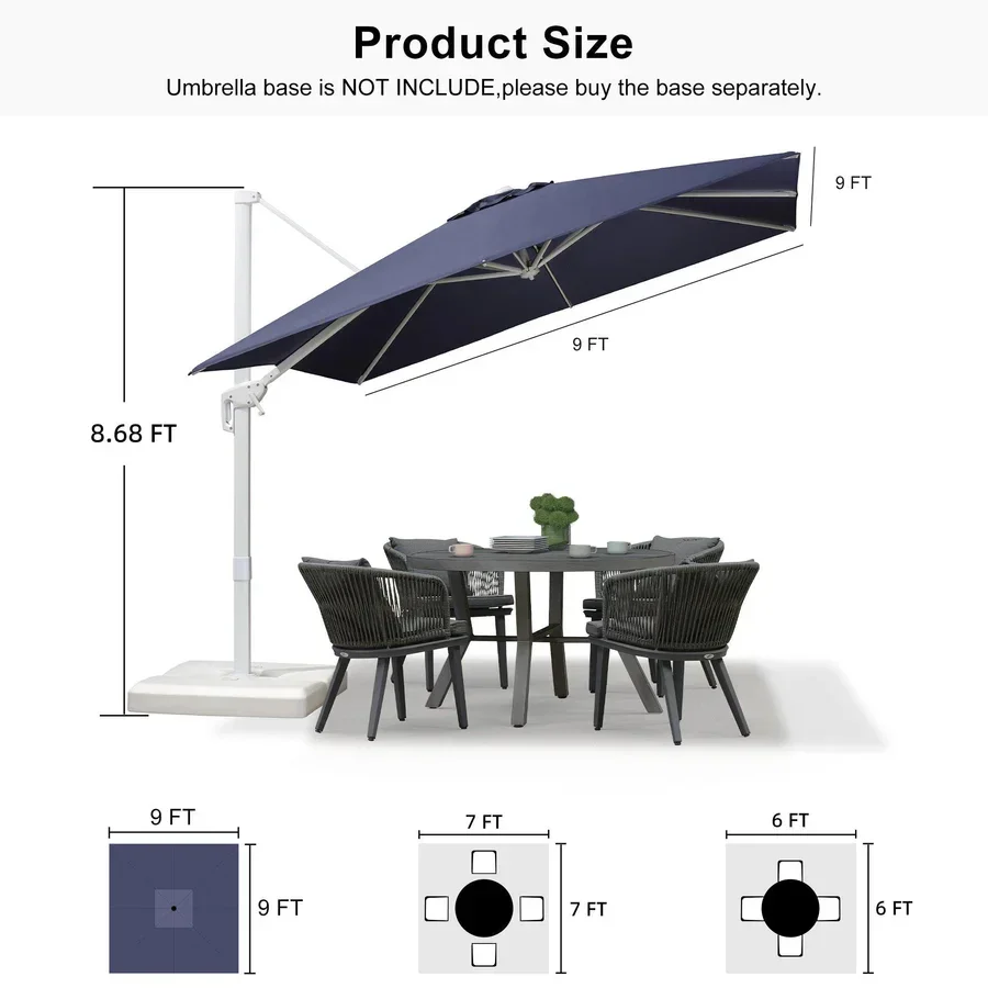 PURPLE LEAF Outdoor Patio Umbrella with Base, Best White Cantilever Umbrellas - Image 181