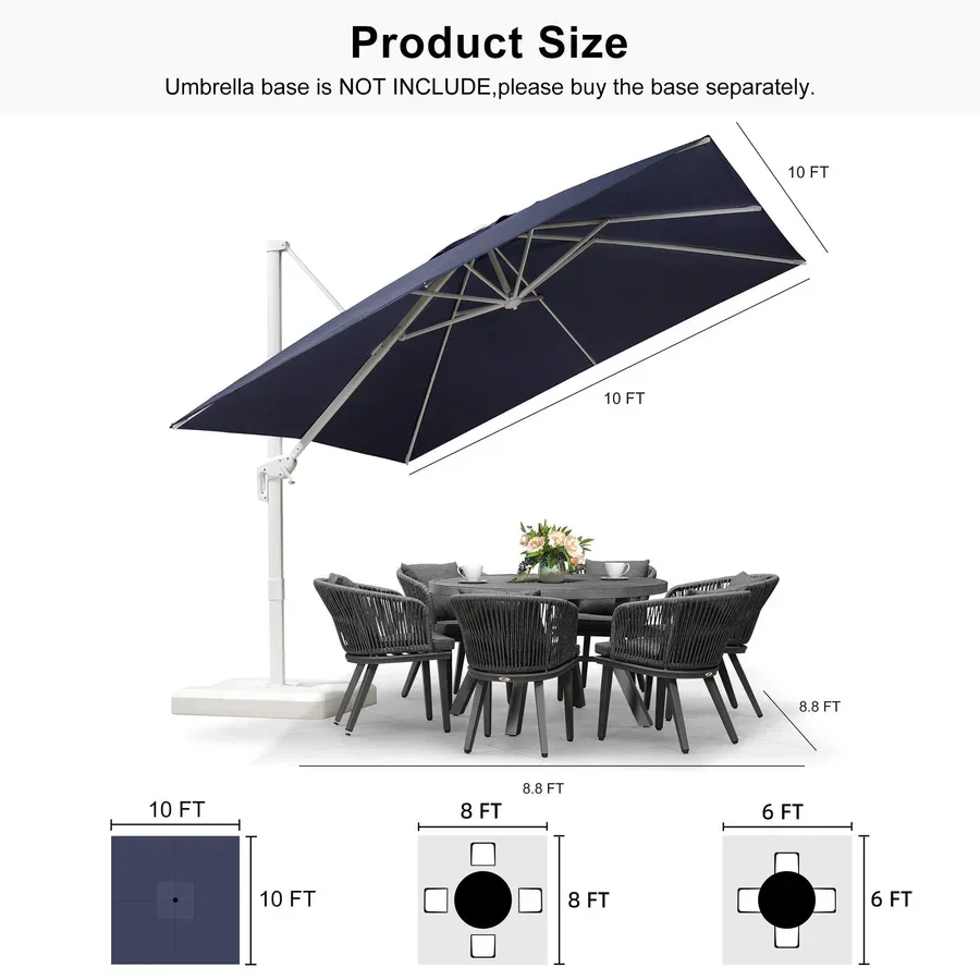 PURPLE LEAF Outdoor Patio Umbrella with Base, Best White Cantilever Umbrellas - Image 184