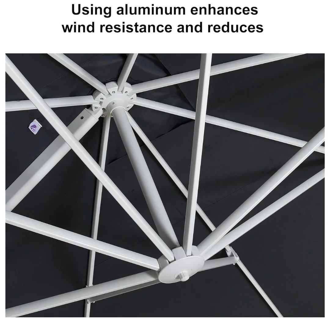 PURPLE LEAF Outdoor Patio Umbrella with Base, Best White Cantilever Umbrellas - Image 190