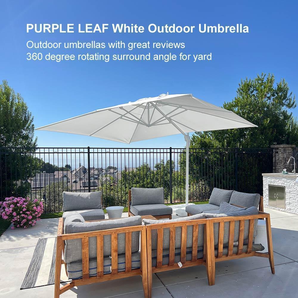 PURPLE LEAF Outdoor Patio Umbrella with Base, Best White Cantilever Umbrellas - Image 24
