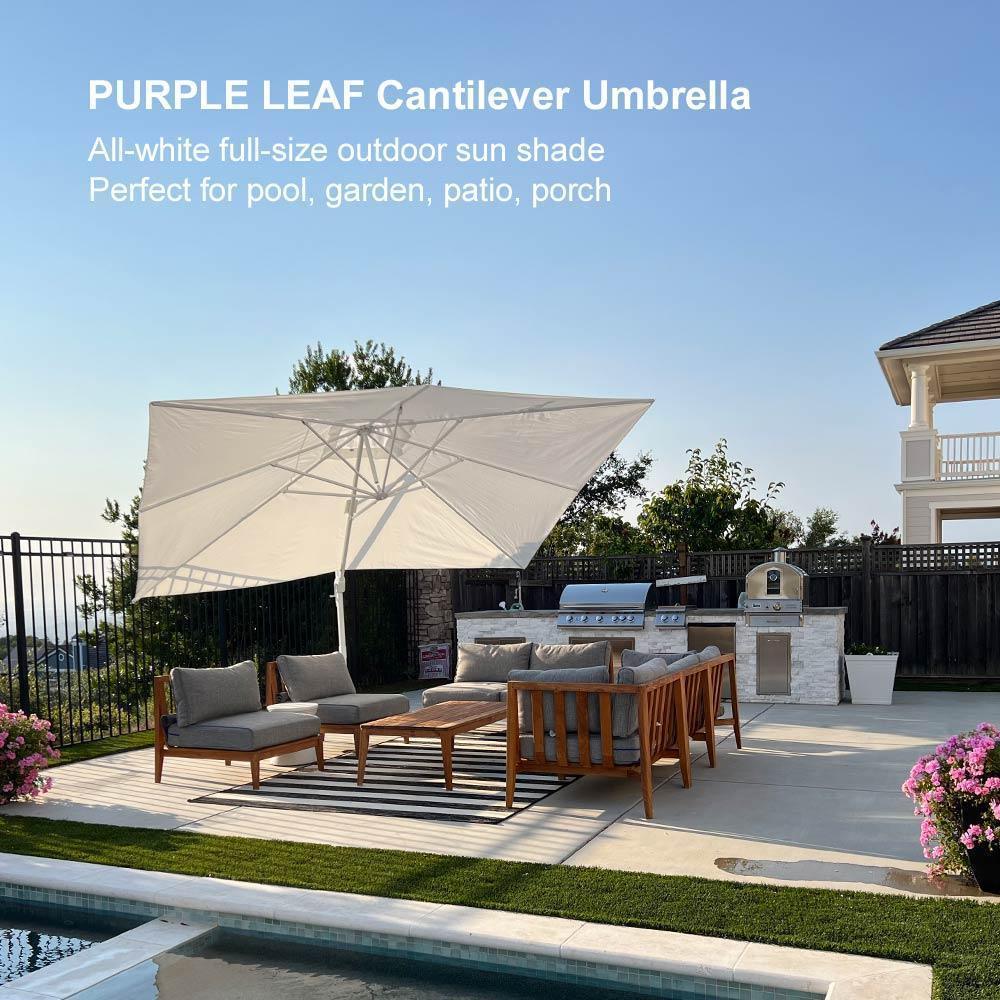 PURPLE LEAF Outdoor Patio Umbrella with Base, Best White Cantilever Umbrellas - Image 25