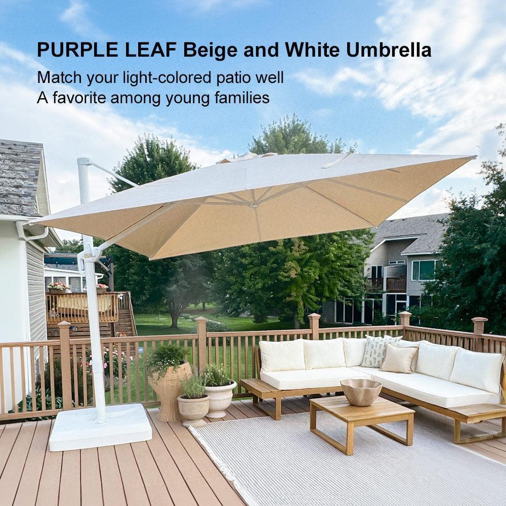 PURPLE LEAF Outdoor Patio Umbrella with Base, Best White Cantilever Umbrellas - Image 4