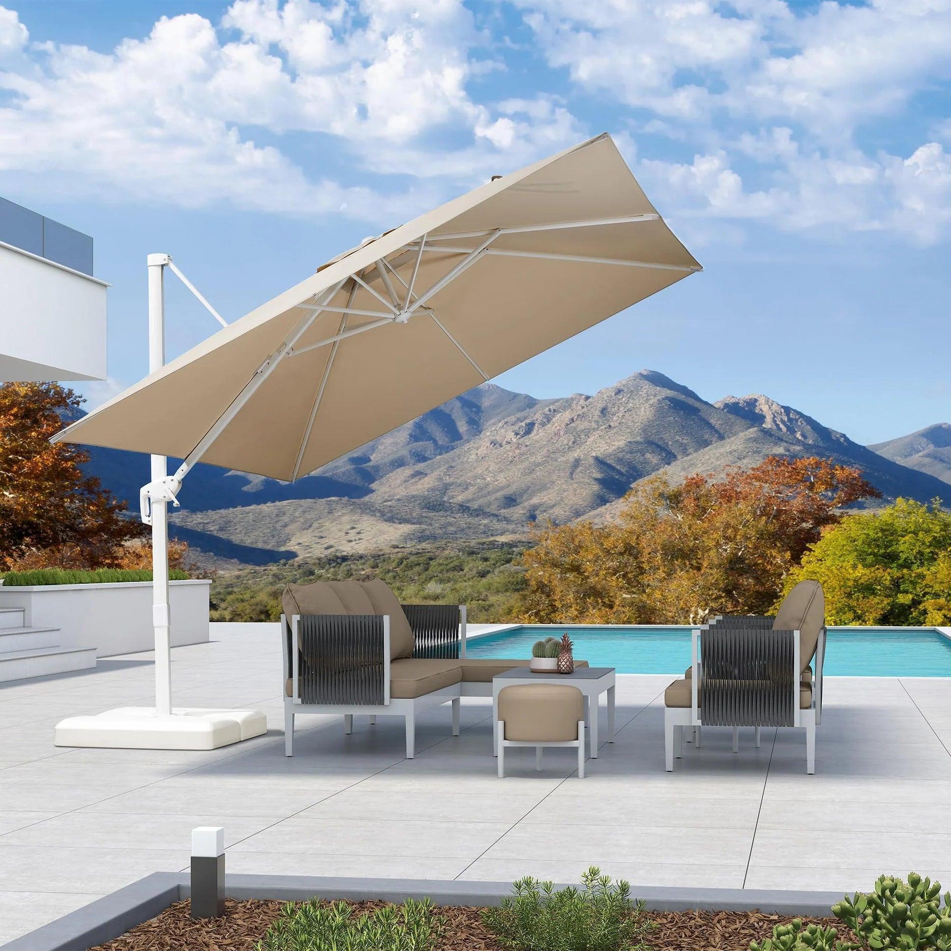 PURPLE LEAF Outdoor Patio Umbrella with Base, Best White Cantilever Umbrellas - Image 40