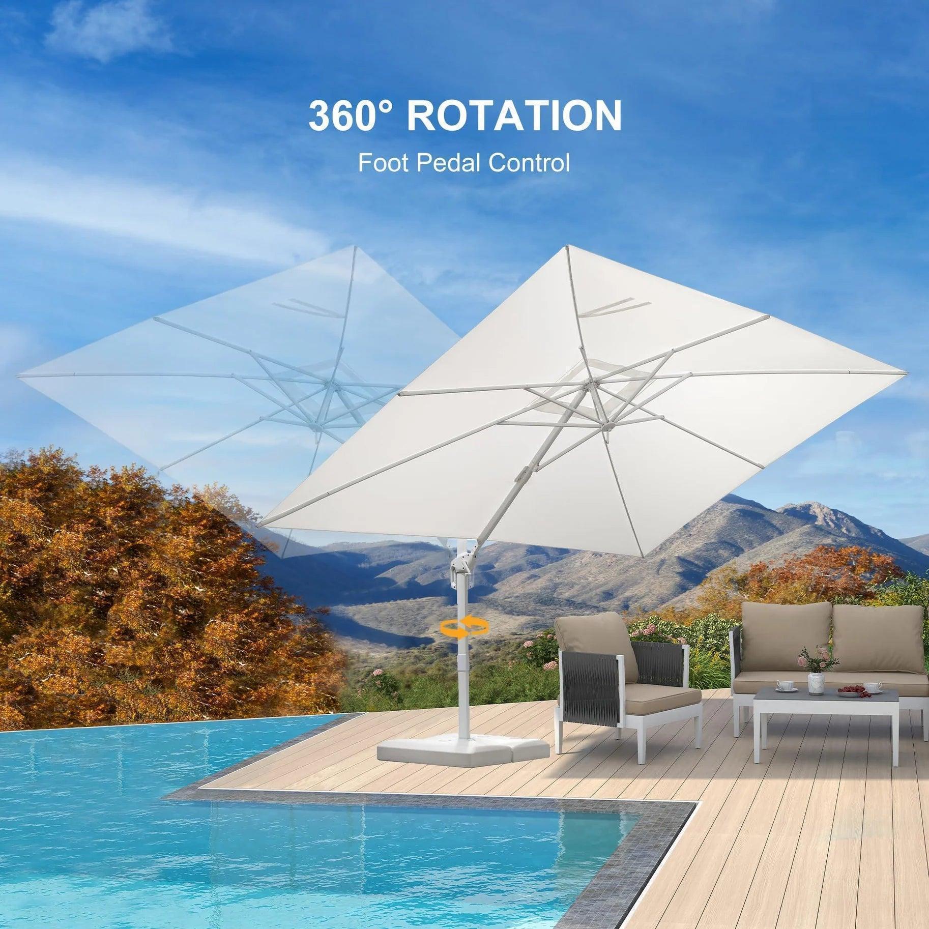 PURPLE LEAF Outdoor Patio Umbrella with Base, Best White Cantilever Umbrellas - Image 42