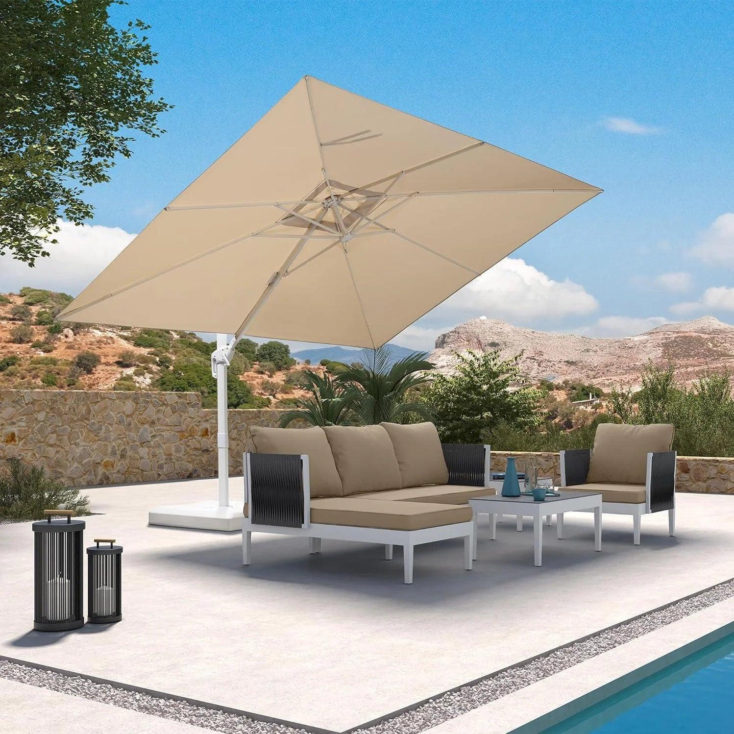 PURPLE LEAF Outdoor Patio Umbrella with Base, Best White Cantilever Umbrellas - Image 44