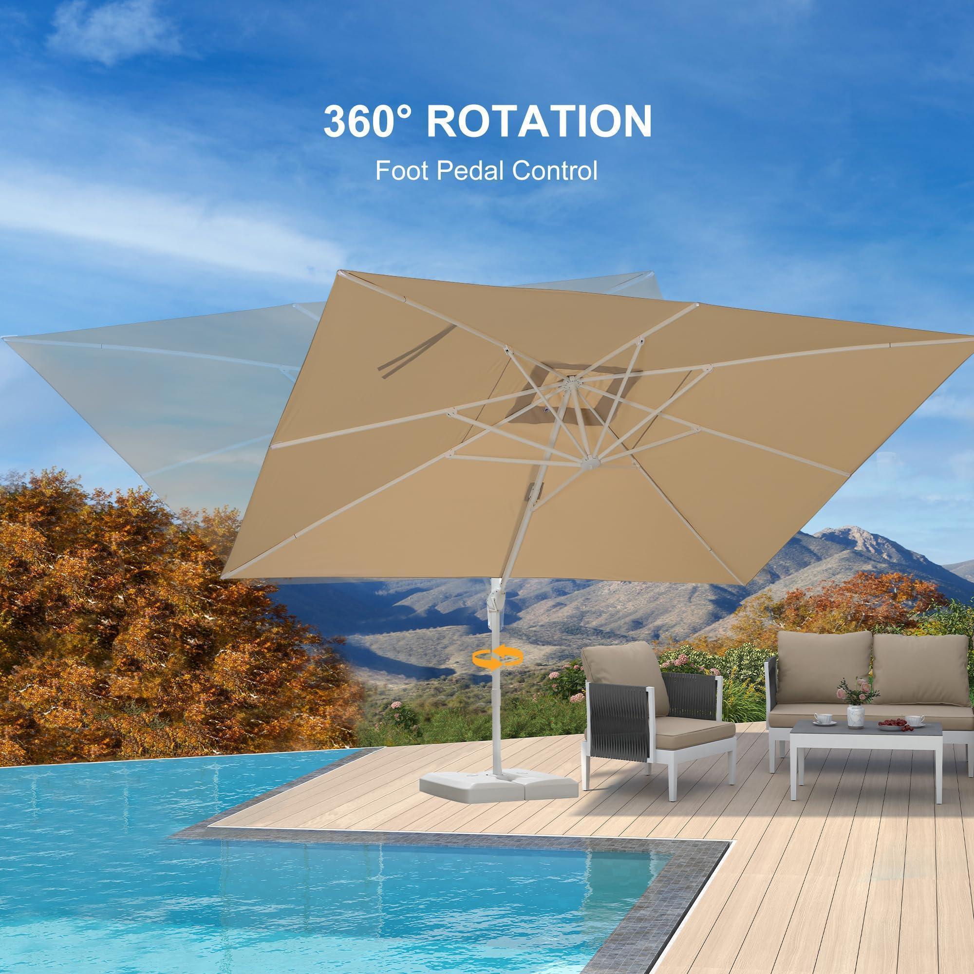 PURPLE LEAF Outdoor Patio Umbrella with Base, Best White Cantilever Umbrellas - Image 47