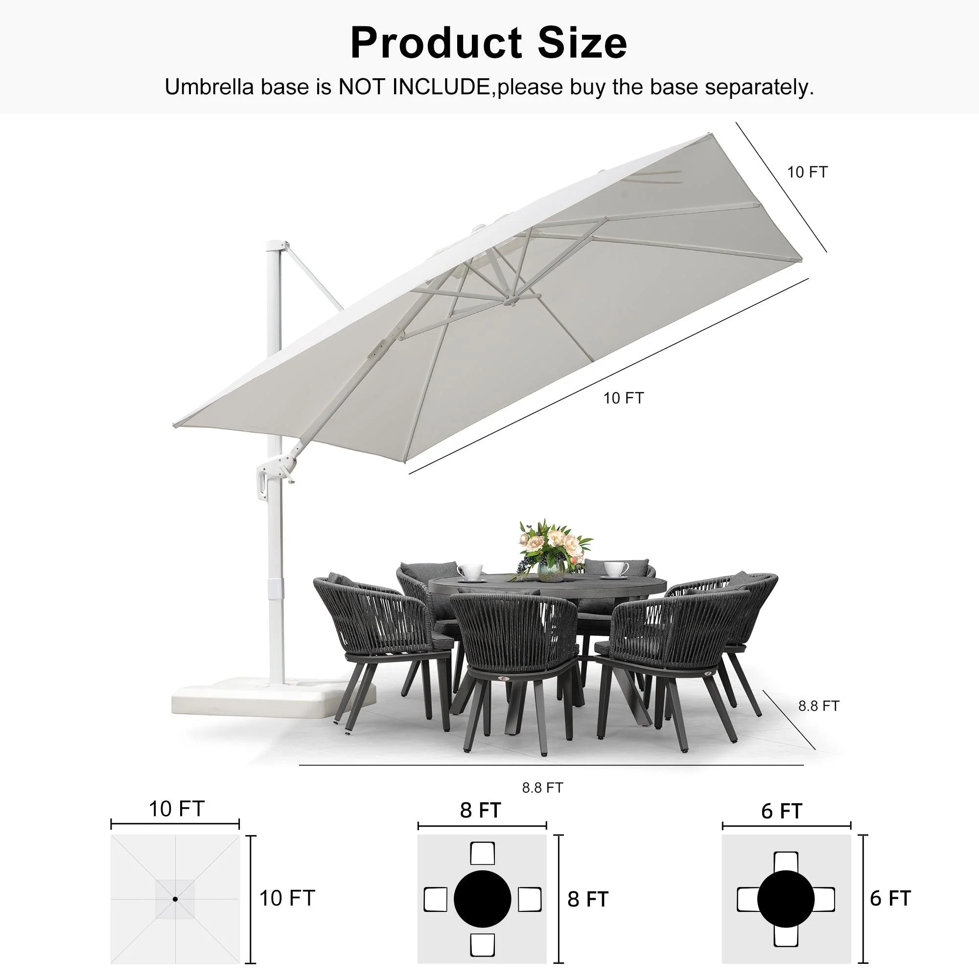 PURPLE LEAF Outdoor Patio Umbrella with Base, Best White Cantilever Umbrellas - Image 53