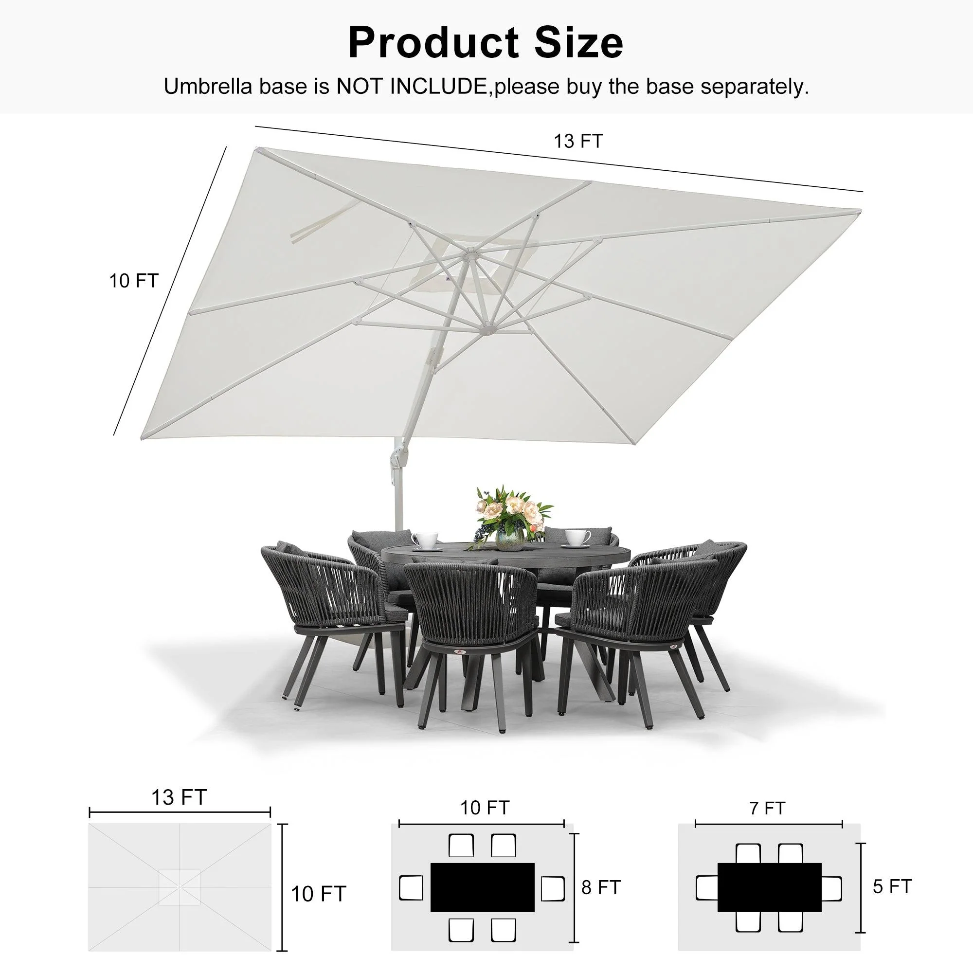 PURPLE LEAF Outdoor Patio Umbrella with Base, Best White Cantilever Umbrellas - Image 57