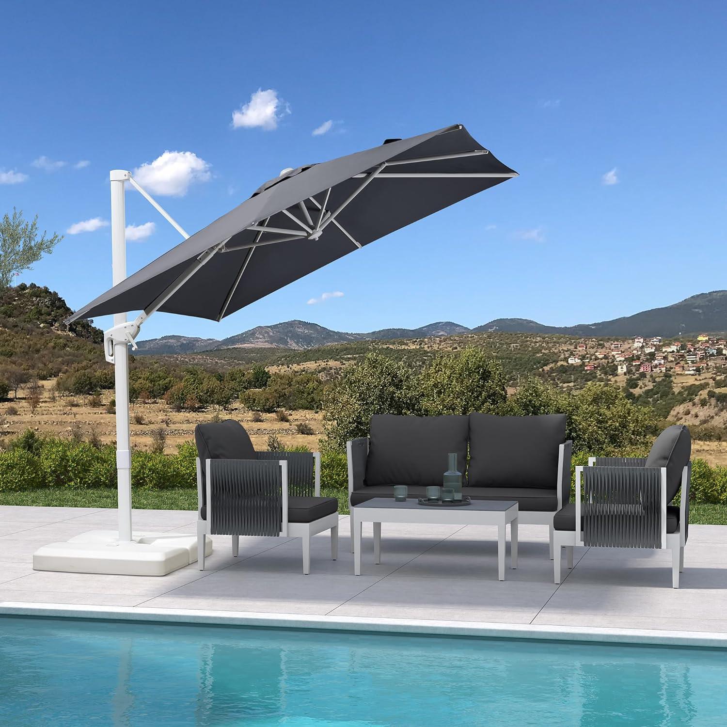 PURPLE LEAF Outdoor Patio Umbrella with Base, Best White Cantilever Umbrellas - Image 84