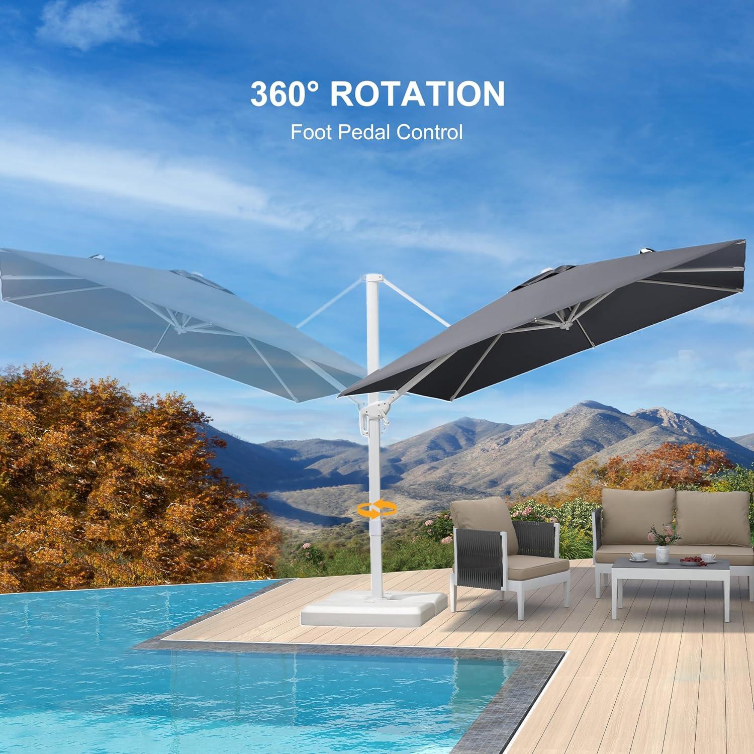 PURPLE LEAF Outdoor Patio Umbrella with Base, Best White Cantilever Umbrellas - Image 85