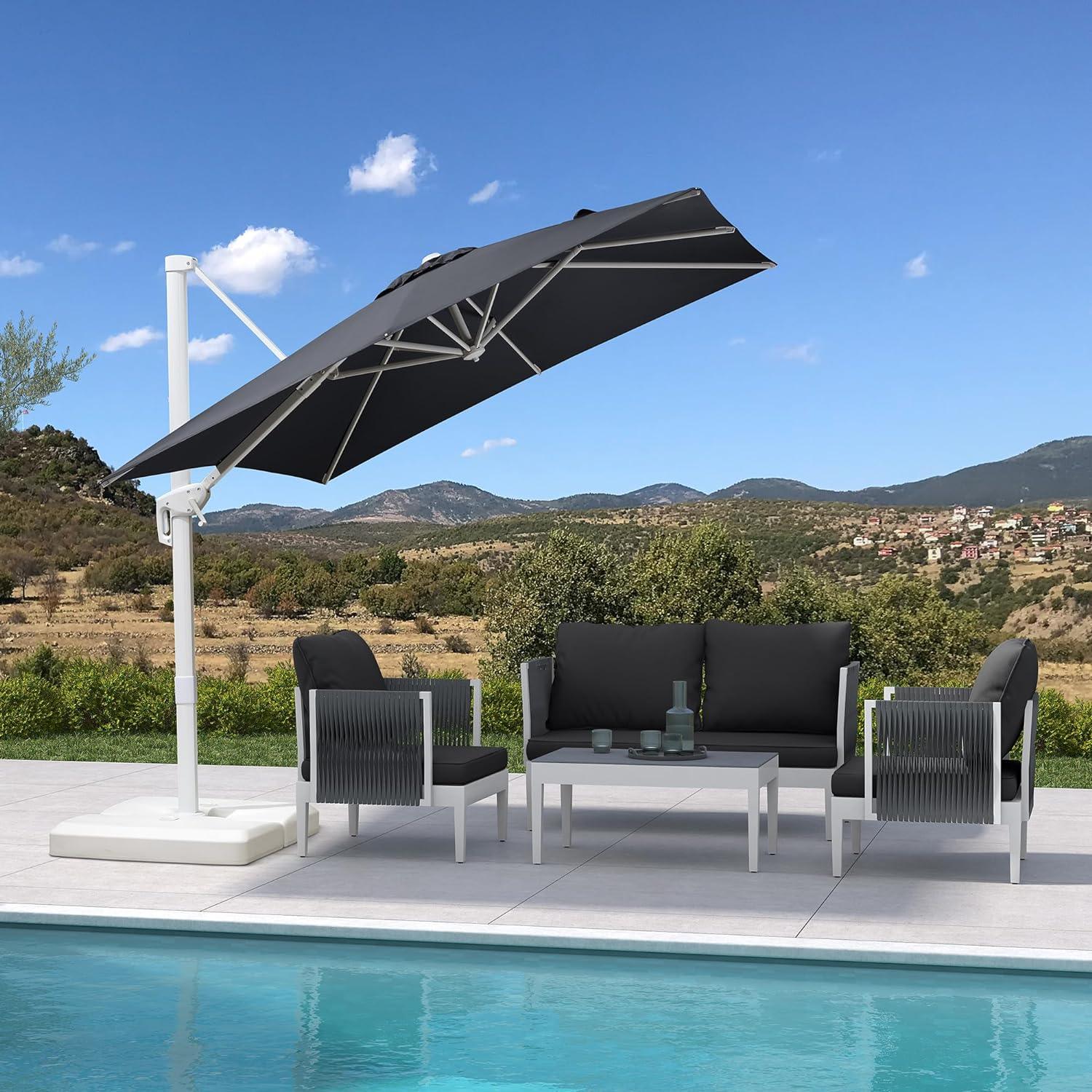 PURPLE LEAF Outdoor Patio Umbrella with Base, Best White Cantilever Umbrellas - Image 87