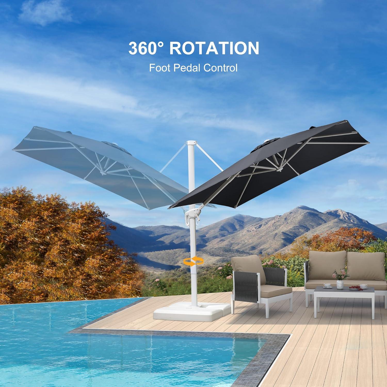 PURPLE LEAF Outdoor Patio Umbrella with Base, Best White Cantilever Umbrellas - Image 88