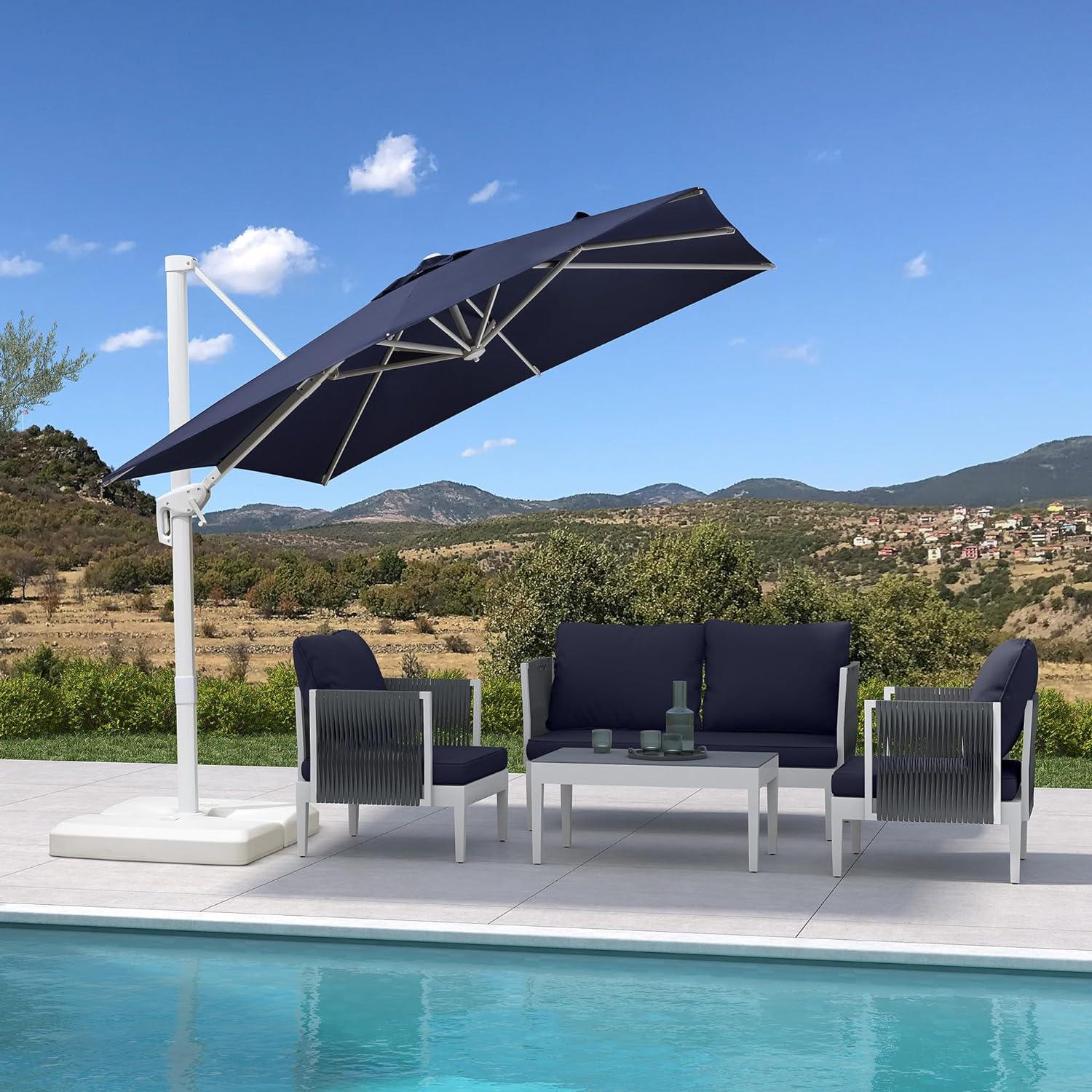 PURPLE LEAF Outdoor Patio Umbrella with Base, Best White Cantilever Umbrellas - Image 91