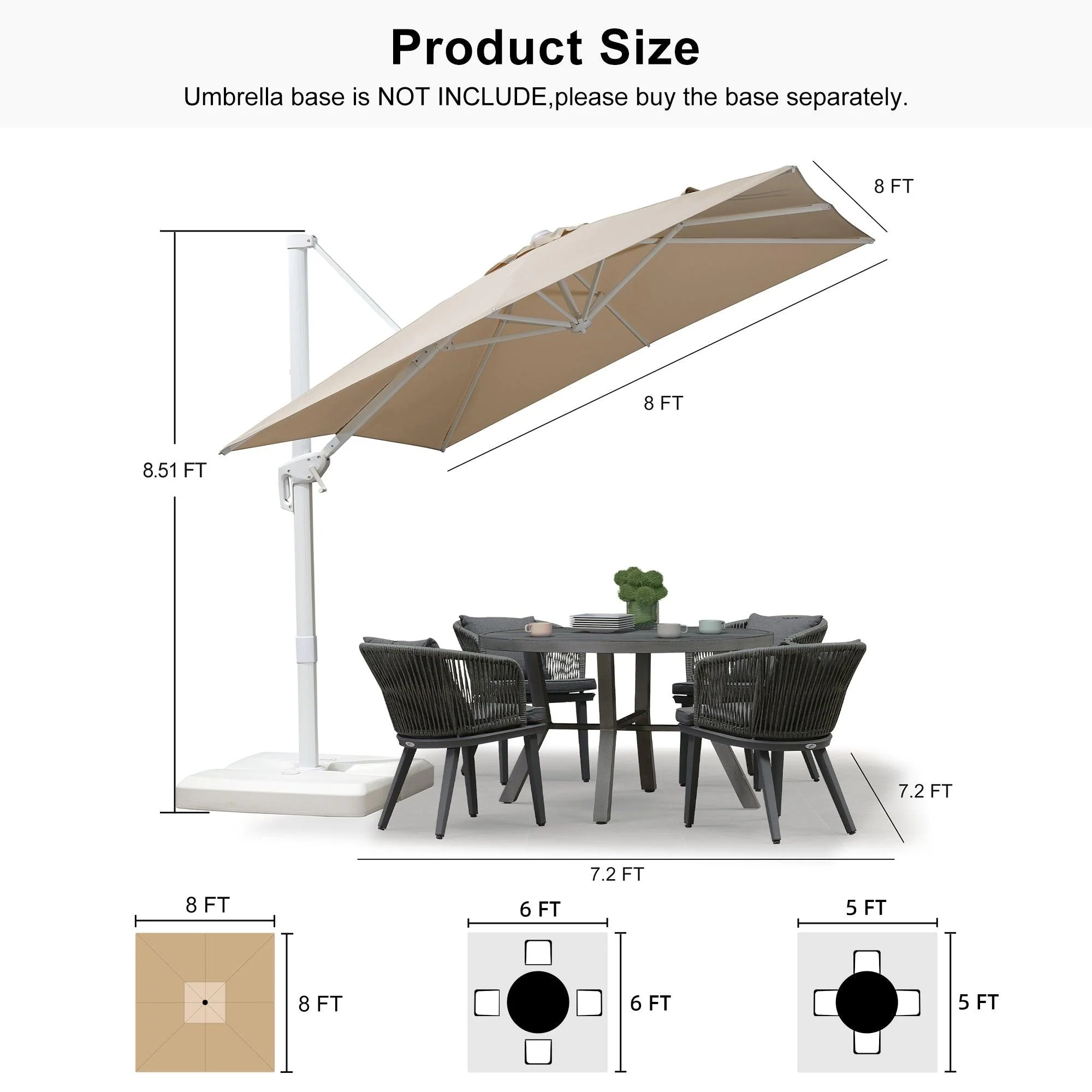 PURPLE LEAF White Outdoor Patio Umbrella Economical Large Patio Umbrellas - Image 199