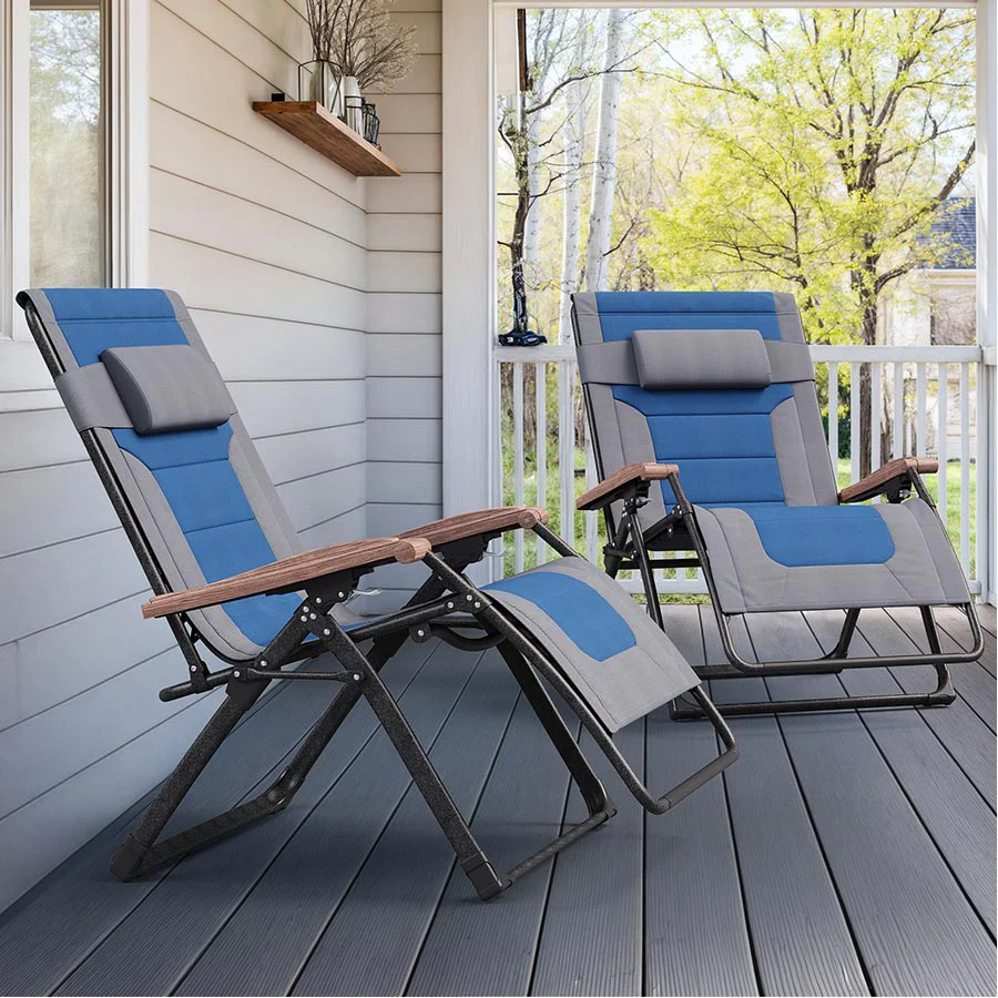PURPLE LEAF Outdoor Reclining Chair Patio Zero Gravity Chaise Lounge Folding Chair with Quilted Cushion Adjustable Headrest for Lawn Camping Beach Pool - Image 12
