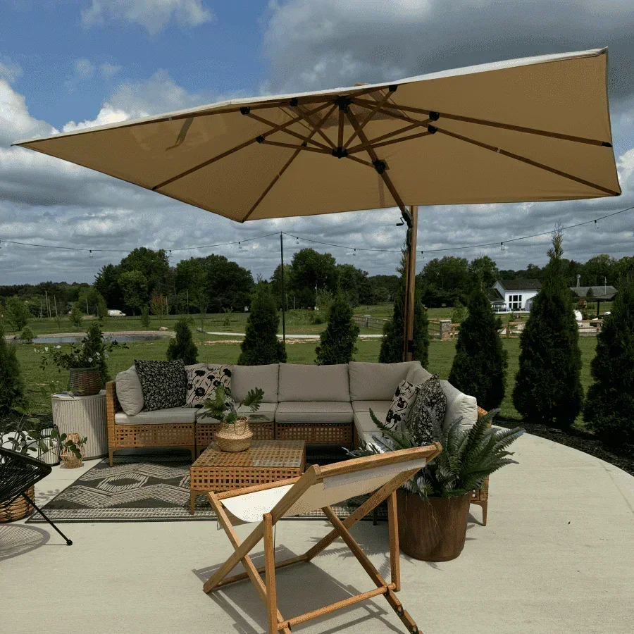 PURPLE LEAF Wood Grain Cantilever Patio Umbrella Aluminum Outdoor Umbrellas - Image 211