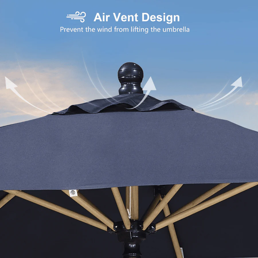 PURPLE LEAF Wood Pattern Tilting Patio Table Umbrella with Base, Outdoor Market Umbrella - Image 10