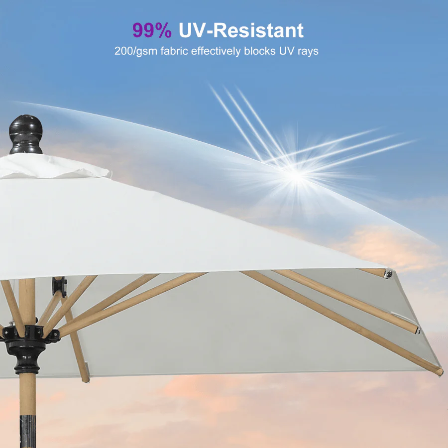 PURPLE LEAF Wood Pattern Tilting Patio Table Umbrella with Base, Outdoor Market Umbrella - Image 11
