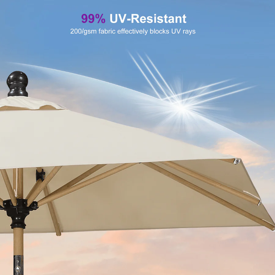 PURPLE LEAF Wood Pattern Tilting Patio Table Umbrella with Base, Outdoor Market Umbrella - Image 14