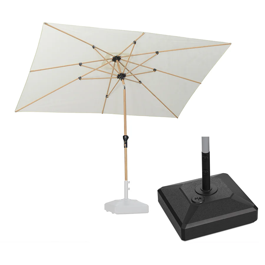 PURPLE LEAF Wood Pattern Tilting Patio Table Umbrella with Base, Outdoor Market Umbrella - Image 50