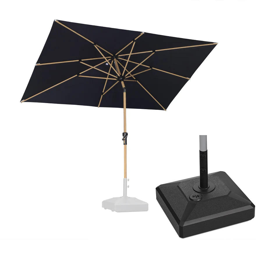 PURPLE LEAF Wood Pattern Tilting Patio Table Umbrella with Base, Outdoor Market Umbrella - Image 53