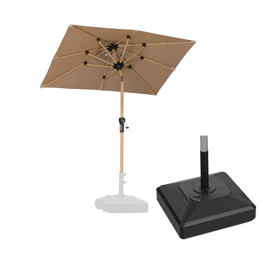 PURPLE LEAF Wood Pattern Tilting Patio Table Umbrella with Base, Outdoor Market Umbrella - Image 54