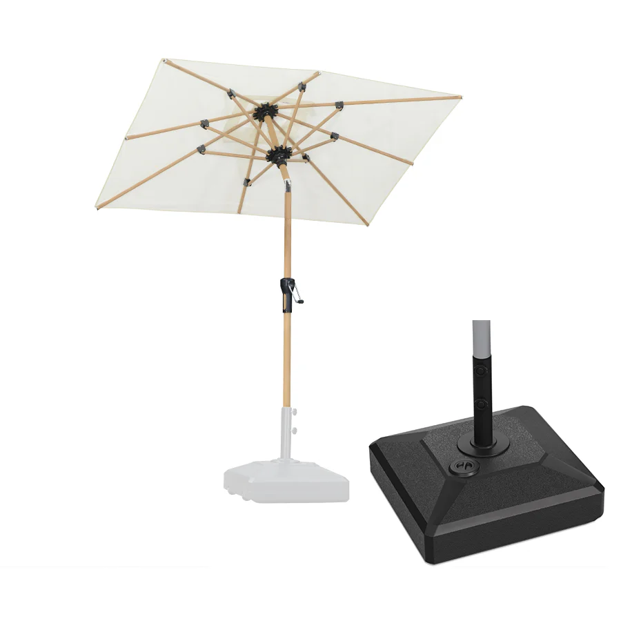 PURPLE LEAF Wood Pattern Tilting Patio Table Umbrella with Base, Outdoor Market Umbrella - Image 55