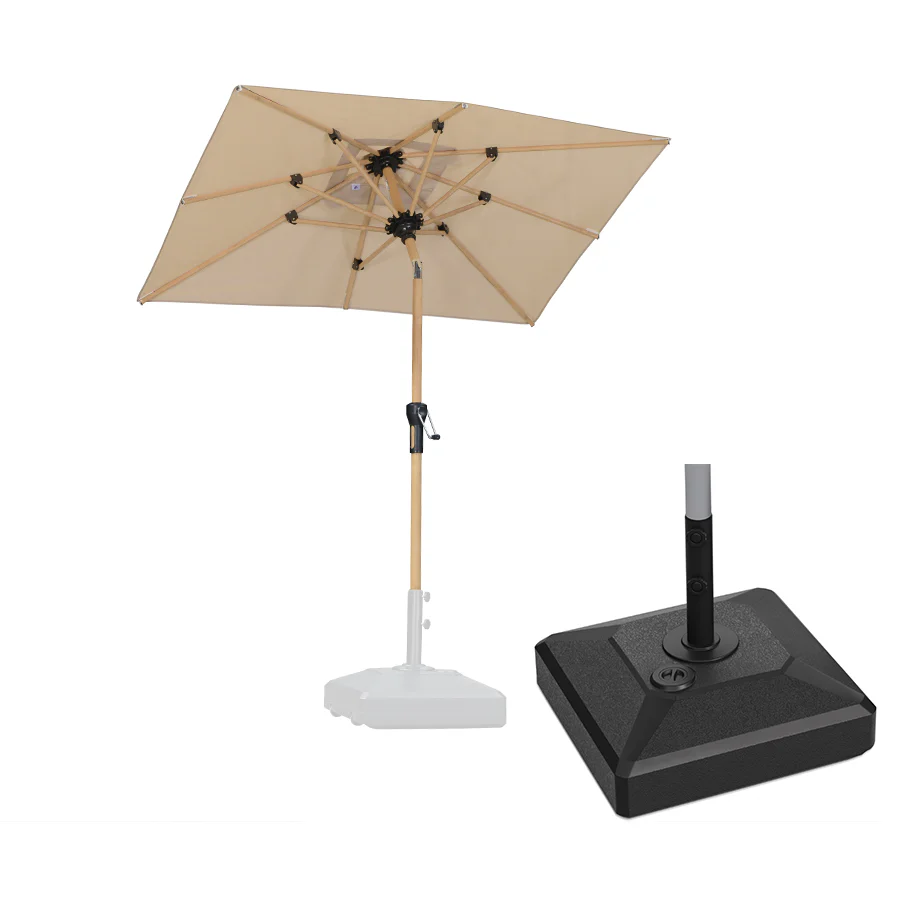 PURPLE LEAF Wood Pattern Tilting Patio Table Umbrella with Base, Outdoor Market Umbrella - Image 56
