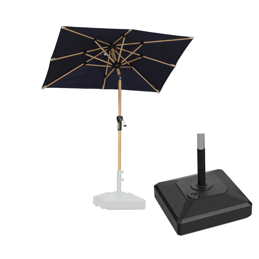 PURPLE LEAF Wood Pattern Tilting Patio Table Umbrella with Base, Outdoor Market Umbrella - Image 57