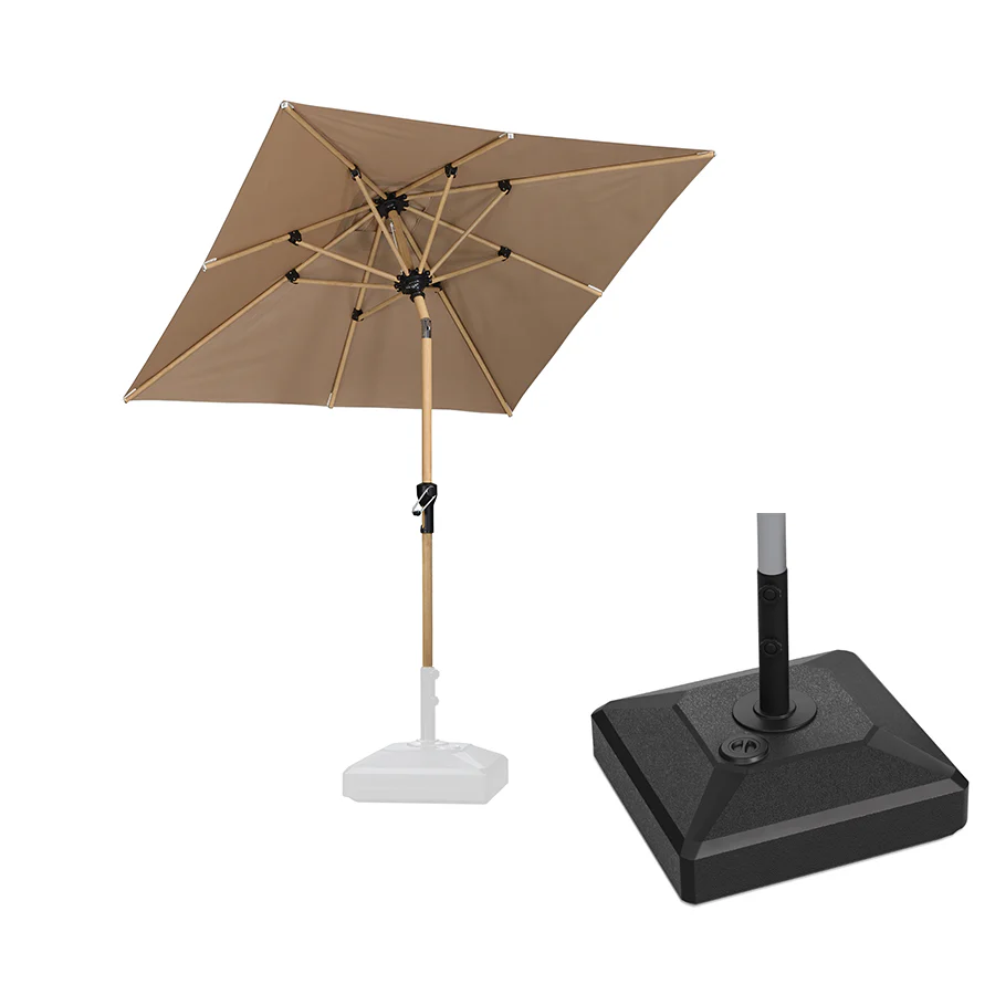 PURPLE LEAF Wood Pattern Tilting Patio Table Umbrella with Base, Outdoor Market Umbrella - Image 58