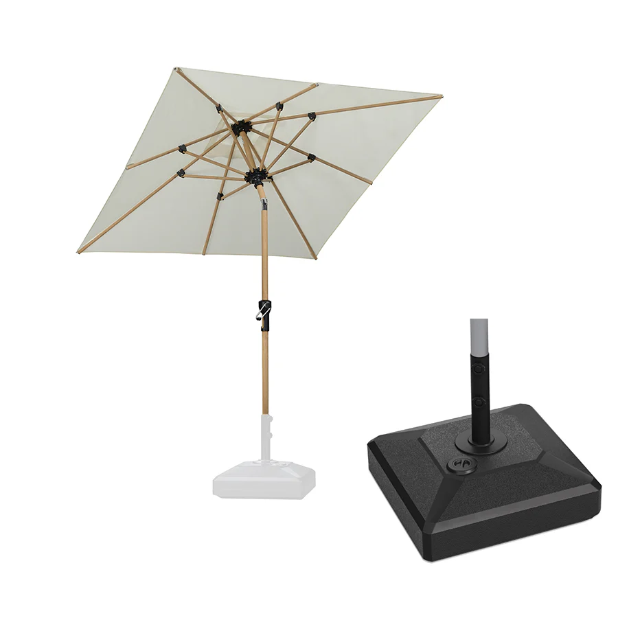 PURPLE LEAF Wood Pattern Tilting Patio Table Umbrella with Base, Outdoor Market Umbrella - Image 59
