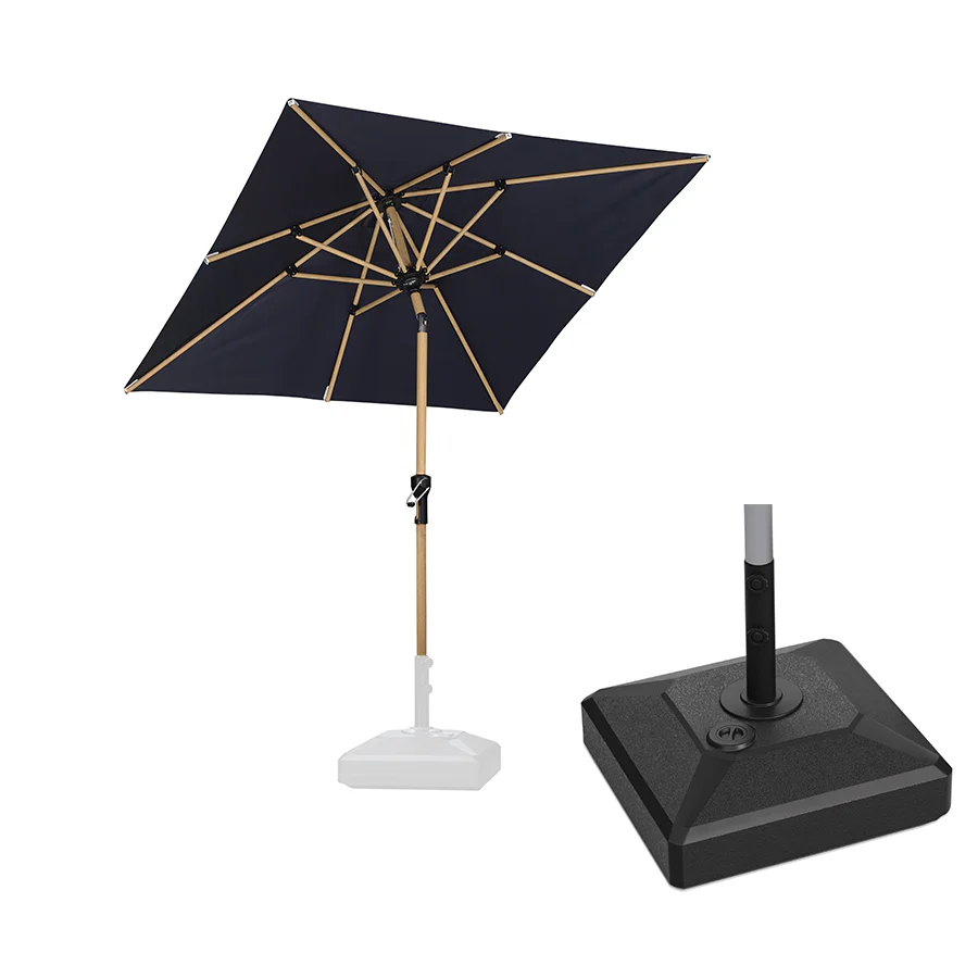 PURPLE LEAF Wood Pattern Tilting Patio Table Umbrella with Base, Outdoor Market Umbrella - Image 60